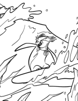 A coloring page of surfs up